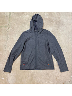 Lululemon Gray Zip Up Hoodie Men’s Medium Pockets Orange Accents Long Sleeve